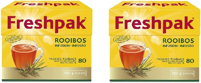 Freshpak Pure Rooibos Tea 80 Tagless Bags, Pure Premium Rooibos and No Rooibos Infusion, New Packaging (2 X Pack)