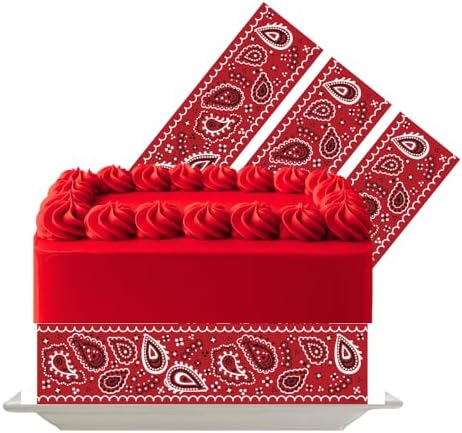 Red Bandana Edible Cake Decoration Border Topper Western Cowboy Icing Sheet Rodeo Party Cake Decoration