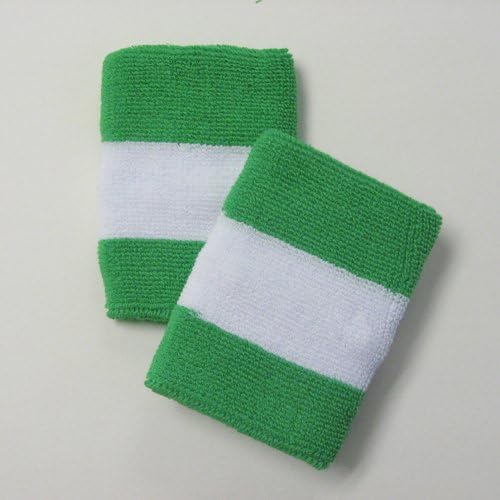 COUVER Terry Cloth 2 Colors Stripes Terry Striped Wristbands Wrist Sweatband for Men Women Boys Girls, 1 Pair