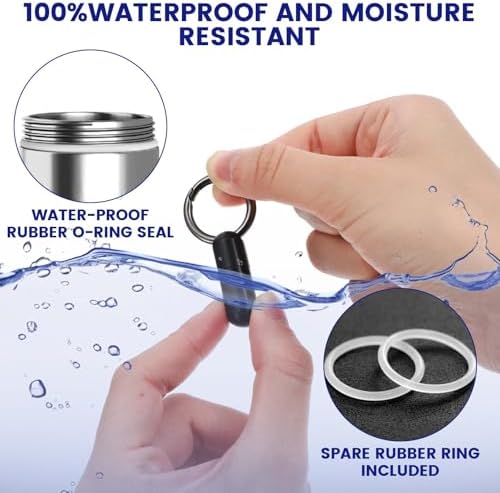 2 PCS Small Pill Case Micro Keychain Pill Holder Portable Waterproof Container Tiny Pocket Medicine Organizer with Keyring for Travel Purse Pocket Handbag Outdoor