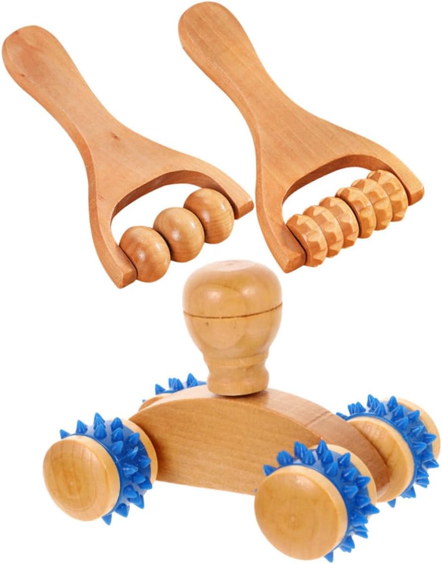 FRCOLOR 3pcs Wooden Foot Massager Balls Trigger Point Massager Tools for Pedicure