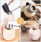 Coconut Opener Tools with Hammer, Super Safe & Easy to Open Young Coconuts Tool, Food Grade Stainless Steel Coconut Opener Set, Rubber Mallet with Handle