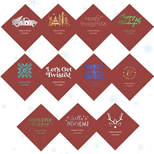 Weddingstar 3-Ply Christmas Designs Personalized Foil Stamped Cocktail Napkins Wine - Customizable