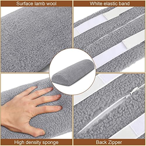 Sintuff Recliner Leg Rest Cushion Sofa Footrest Pillow with Cover Half Moon Bolster Pillow Under Knee Pillow for Sleeping On Back Alleviating Pain, 19.7 x 8 x 3.5 Inch (Dark Gray)