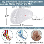 Gel Metatarsal Pads for Thong Sandals Flip-Flops, 3 Pairs Self-Adhesive Forefoot Pads, Anti-Slip Ball of Foot Cushion Insoles for Women and Men, All Day Pain Relief ( Transparent)