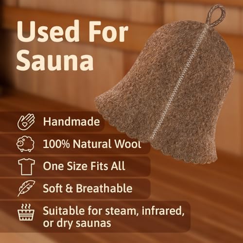 ASKOLD Wool Sauna Hat for Women and Men Finnish - Felt Sauna Hat Wool for Women Banya Cap for Men Gray