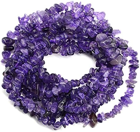 260pcs Natural Amethyst Crystal Beads Chips 5mm to 8mm Irregular Gemstone Beads with Holes DIY for Bracelet Necklace Earrings Jewellery Making Craft 32 inch