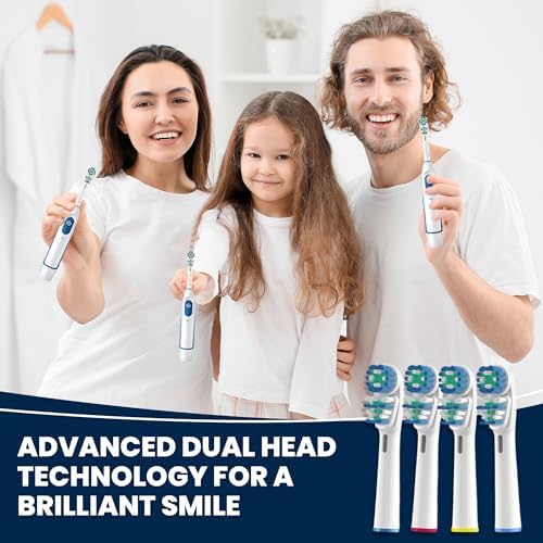 4 Pcs Toothbrush Heads for Oral B Electric Toothbrushes, Dual Clean Oral B Toothbrush Heads Compatible with Replacement Heads, Pro 500/1000/1500/3000/3757/5000/7000/7500/8000