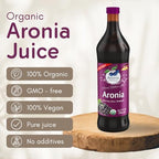 Aronia Original Organic Aronia Berry Juice 23.7 Fl Oz - 100% Pure Chokeberry Juice, Not from Concentrate, Amber Glass Bottle - No Additives, Vegan & Non-GMO
