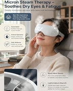Steam Eye Mask for Dry Eye & Fatigue Relief, Reusable Nano-Mist Heat Therapy with 40-42°c & Auto Shut-Off, Portable Cordless Steam Mask – Soft Silicone Fit, Great for Screen Work & Travel (1Pcs)