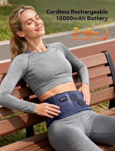 10000mAh Cordless Heating Pad for Back Pain Relief, Rechargeable Wearable Back Massager with 3 Heat, 5 Vibration & Timer, Portable Heating Pad for Daily Comfort Anywhere, Gifts for Women Men Mom Dad