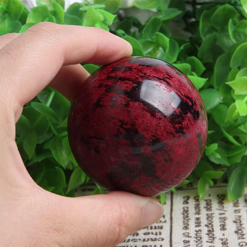 Acxico 1Pcs Peach Blossom Stone Jade Ball Crystal Sphere Healing 45-50 mm