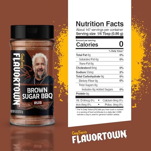 Guy Fieri's Flavortown Brown Sugar BBQ Dry Rub - Grill Seasoning For Chicken, Ribs, Steak, & Pork, Great for Smoking & Grilling Meats, Sweet & Smoky Flavor - 4.5 oz (Pack of 1)