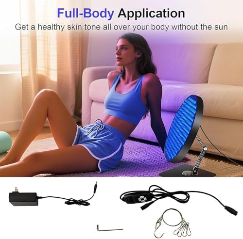 Tanning Lamp for Face and Body, Sun Lamp with Desktop Rotating Stand - 6 Energy Levels & Timer (5-30 Mins) Even Illumination for Natural Wheat & Antique Bronze Skin
