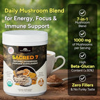 Naturealm Sacred 7 Organic Mushroom Powder Supplement | 7-Month Supply | 7-in-1 Blend with Lions Mane, Reishi, Chaga | Brain & Immune Support | 100% Fruiting Bodies for Coffee & Smoothies