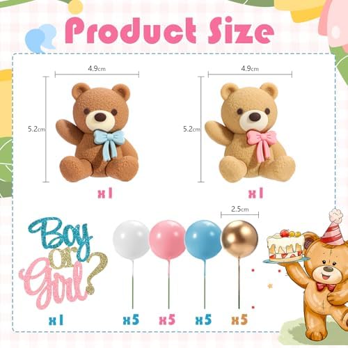 23 PCS Gender Reveal Cake Toppers, Beaer Balls Cake Decorations with Boy or Girl for Gender Reveal Baby Shower Party Supplies