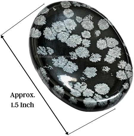 Amazing Gemstone Snowflake Obsidian Worry Stone Crystals and Healing Stones for Stress Relief Gifts - Piedra Crystal Fidget for Meditation - Unique Stocking Stuffers and Birthday Gifts