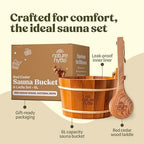 Red Cedar Sauna Bucket and Ladle Set 6L (1.6 Gallon) - Natural Rope Handle - Premium Red Cedar Wood - Natural Aroma - Elegant Gift-Ready Packaging