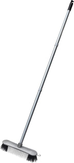 Addis Indoor Plastic Sweeping Broom with Soft Nylon bristles & 3pcs Easy Assemble Metal Handle, Metallic Grey