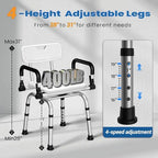 Swivel Shower Chair, 360° Rotating Adjustable Shower Seat with Pivoting Arms & Padded Seat, Heavy Duty 400 lbs Bath Chair for Elderly and Disabled in Shower Stall & Bathtub