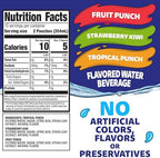 Capri Sun Roarin' Waters Flavored with Other Natural Flavor Water Beverage, 30 Pouches, for School Lunches and On-the-Go Hydration, Fruit Punch, Strawberry Kiwi and Tropical Punch, 6 fl oz