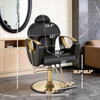 FDW Professional Salon Chair, Hydraulic Barber Chair with Reclining Backrest, Height Adjustable Salon Styling Chair with Headrest, Armrest & Footrest for Barber Shop, Tattoo & Spa