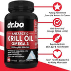 Krill Oil Omega 3 500mg - Antarctic Krill Oil 1000mg Softgels Capsules EPA, DHA, Astaxanthin, Phospholipids - Omega 3 Fatty Acids Supplements, Natural Pure Supplements for Women & Men - 60 Softgels