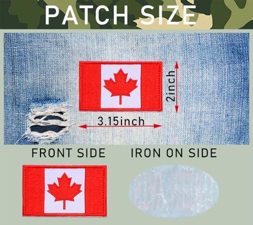 4 PCS Canada Flag Embroidered Patch Iron on Applique Canadian Maple Leaf Tactical Badge National Emblem Sew on Patches for Clothes Jeans Hats Helmets Uniforms Vests Biker Armband