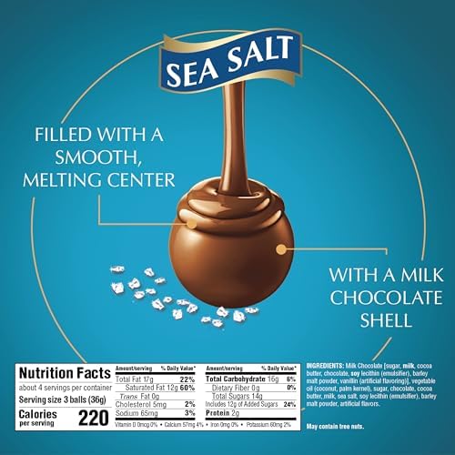 Lindt LINDOR Sea Salt Milk Chocolate Truffles, Milk Chocolate Candy with Smooth, Melting Truffle Center, Great for Gift Giving, 5.1 oz. Bag (6 Pack)