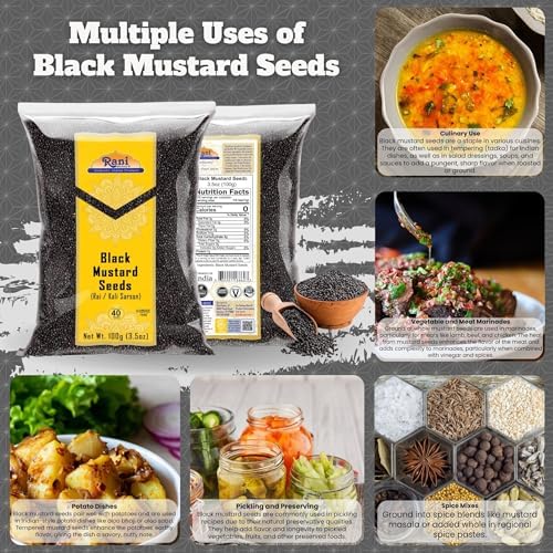Rani Black Mustard Seeds Whole Spice (Kali Rai) 3.5oz (100g) ~ All Natural | Gluten Friendly | NON-GMO | Kosher | Vegan | Indian Origin