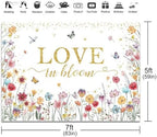 Love in Bloom Backdrop 7x5ft Wildflower Bridal Shower Party Decorations Background Engagement Wedding Shower Banner Photo Booth Props