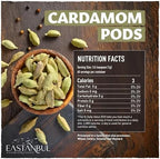 Eastanbul Cardamom Pods, 2.12oz, Green Cardamom Pods,%100 Natural Mesopotamia Whole Cardamon, Vegan, Aromatic Cardomam for Coffee & Tea, Culinary Bulk for Various Dishes, Vegan, Non GMO