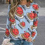 Meatball Cute Italian Spaghetti Women's Sweatshirt Crewneck Long Sleeve Shirts Pullover Tees Cute Tops