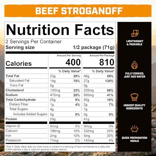 Peak Refuel Beef Stroganoff | Freeze Dried Backpacking and Camping Food | Amazing Taste | High Protein | Real Meat | Quick Prep Meals
