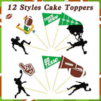 24 Pcs Football Cupcake Toppers, Disposable Foot Ball Themed Toothpicks, Touchdown Players Flagship Cake Toppers, Football Party Decorations 2026 for Sports Theme Baby Shower Party Supplies