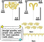 12Pcs Aries Cupcake Topper, Big Aries Energy/Aries Season, 12 Constellation March/April Birthday Cupcake Decoration, Horoscope Astrology Birthday Party Supplies, Gold Glitter