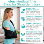 Vive Medical Arm Sling for Shoulder Injury (Left or Right)- Shoulder Immobilizer for Broken Arm, Rotator Cuff, Elbow - Support Brace for Men & Women (Black)