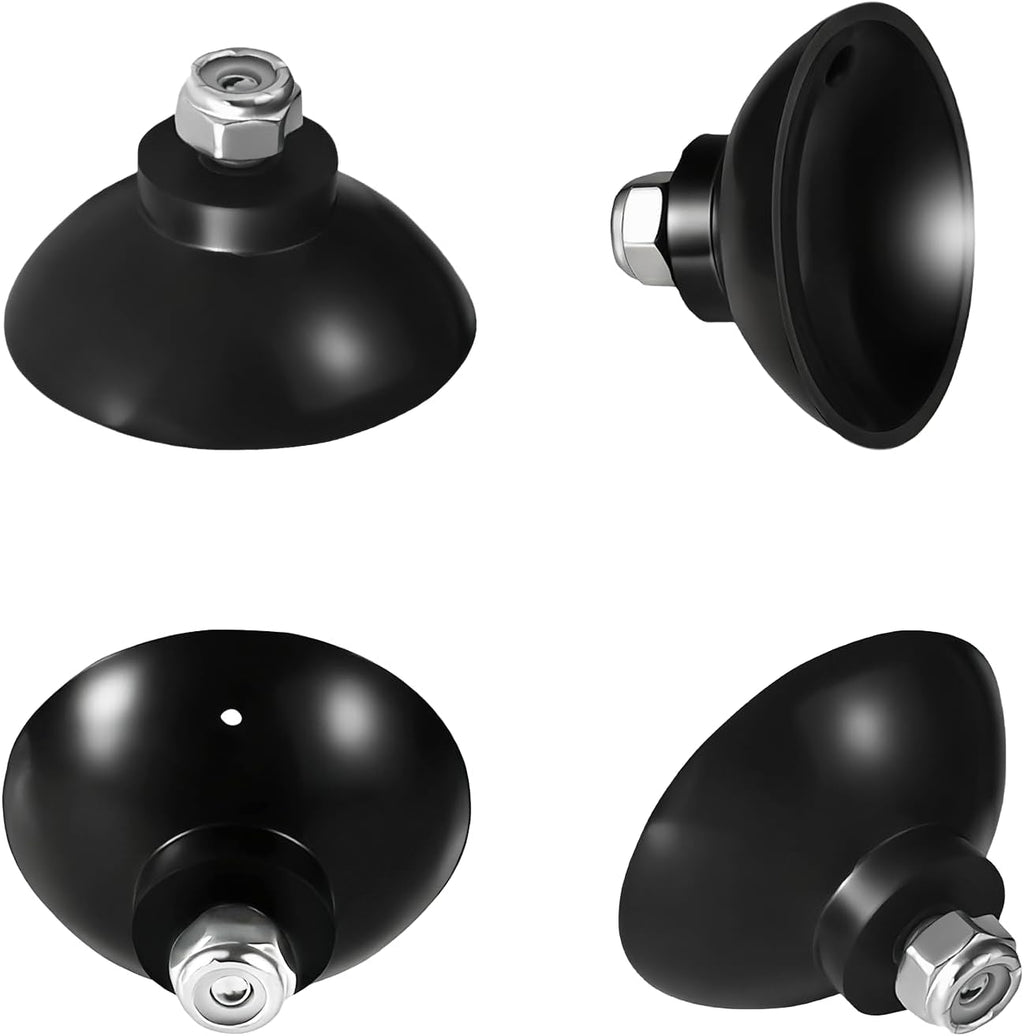 Zookpr Replacement Gripper Cups for Arcmate EZ Reacher Accessory Tips, Outdoor Heavy Duty Gripper Reacher Grabber Tool, UV Resistant, Rubber Cups with Locknuts, Black, 2 Pairs(4 Cups)