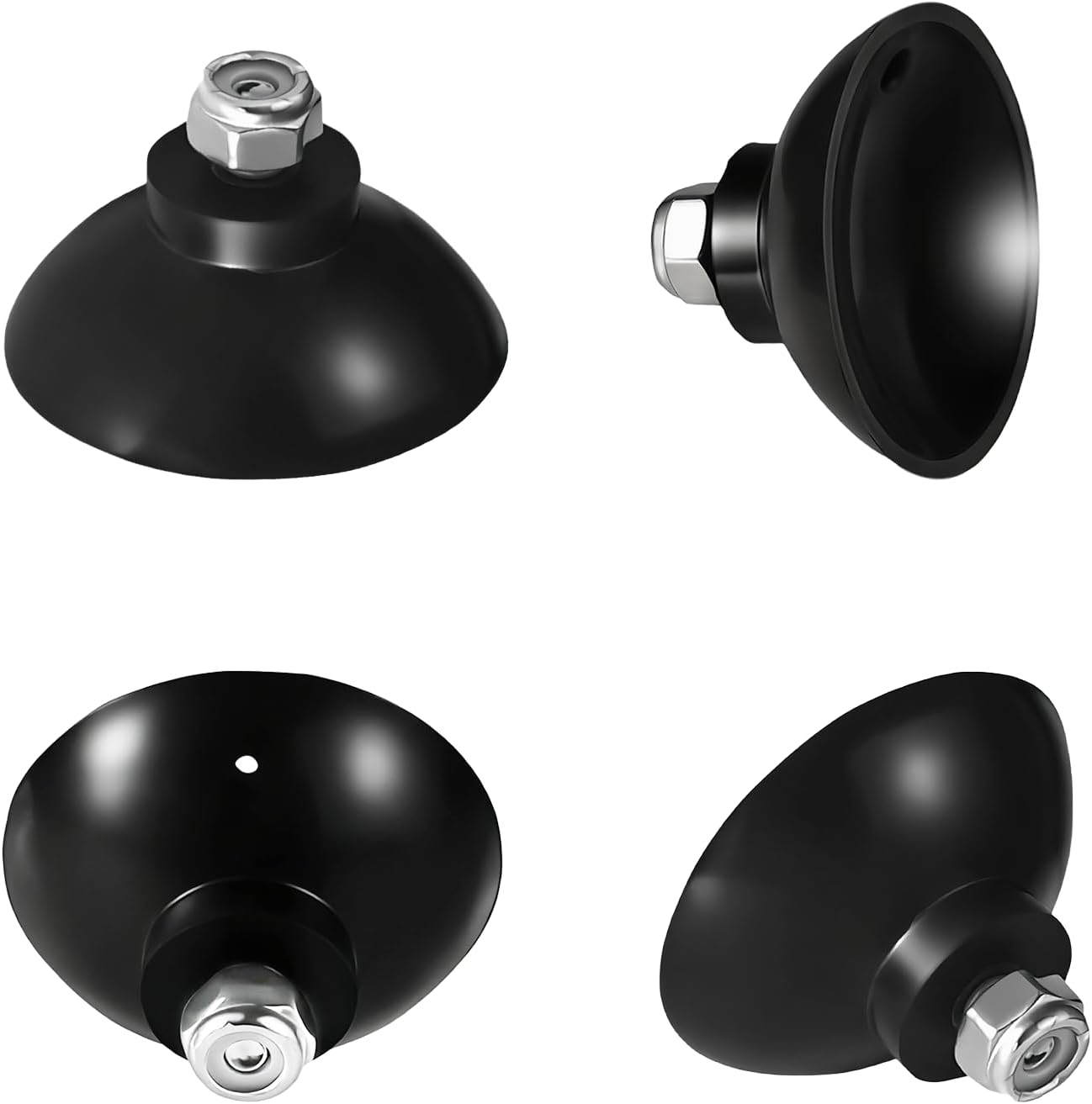 Zookpr Replacement Gripper Cups for Arcmate EZ Reacher Accessory Tips, Outdoor Heavy Duty Gripper Reacher Grabber Tool, UV Resistant, Rubber Cups with Locknuts, Black, 2 Pairs(4 Cups)