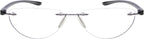 Rimless Reading Glasses for Women and Men +3.50 - Half Moon lens with Gunmetal Arm