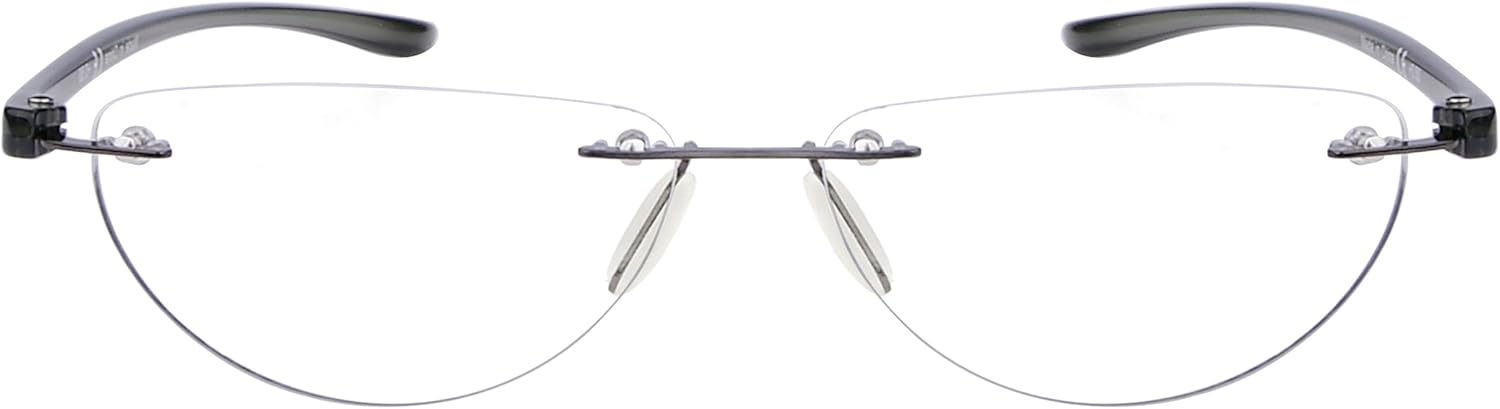 Rimless Reading Glasses for Women and Men +3.50 - Half Moon lens with Gunmetal Arm