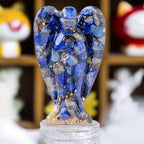 Erliway 3" Lapis Lazuli Crystal Guardian Angel Figurines, Natural Healing Crystal Chips Resin Angel Statue for Peace Meditation Easter Home Decor