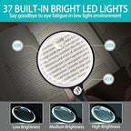 Large Magnifying Glass with 37 LED Light, 10X 20X 45X Handheld Illuminated Lighted Magnifier with 3 Light Modes Rechargeable Magnifying Glass for Seniors Reading, Inspection (White & Black)