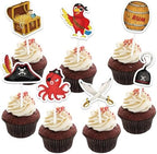 WERNNSAI 49 PCS Pirate Cupcake Toppers - Pirate Birthday Party Decorations Pirate Parrot Cake Toppers Pirate Day Party Favors Supplies Pirate Ship Cake Topper Pirate Theme Cake Decors