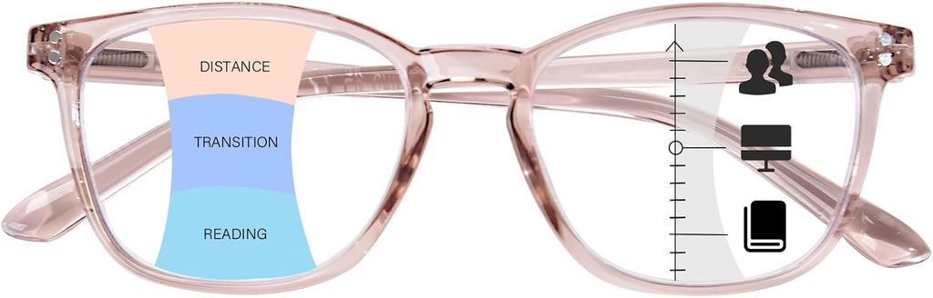 Progressive Multifocus Reading Glasses Women Men Blue Light Blocking Computer Readers Spring Hinges Eyeglasses