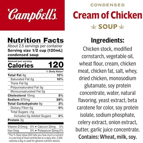 Campbell's Condensed Cream of Chicken Soup, 10.5 oz Can (12 Pack)