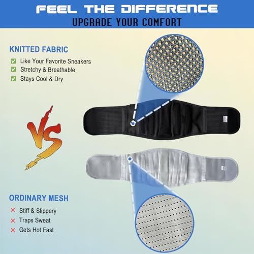 Paskyee Back Brace for Lower Back Pain Men Women, Adjustable Knitted Back Support Belt with Bionic Support System, for Herniated Disc, Lumbar Strain,Sciatica, Scoliosis Small