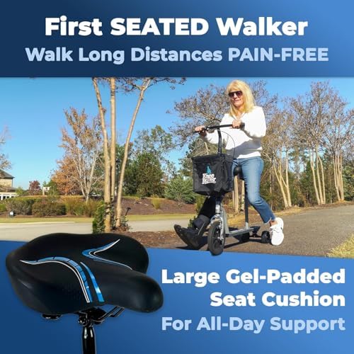 KneeRover Walk Assist - Mobility Freedom Walking Bike for Chronic Joint Pain, Seated Mobility Scooter Walker Crutch Alternative for Foot, Ankle, Knee, Leg, and Hip Injury Recovery (Silver)