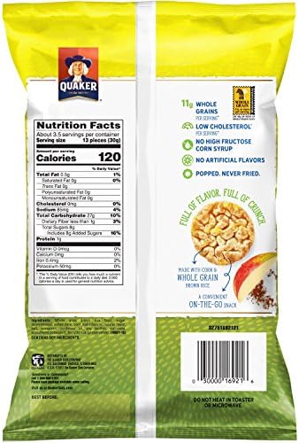 Quaker Rice Crisps, Apple Cinnamon, 3.52 Ounce, Pack of 6 (Packaging May Vary)