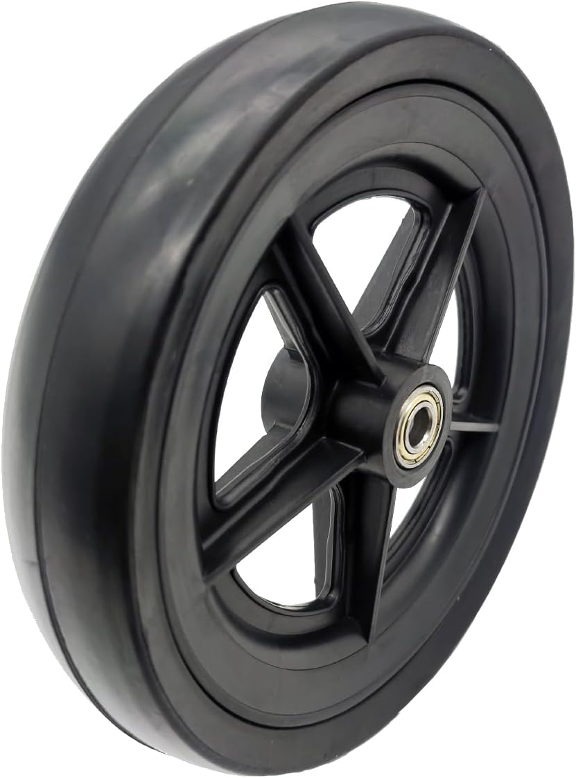 Economy Knee Scooter Steerable Knee Walker replacement wheel,7.5"(190mm) Caster Wheel For ECONOMY,Economy 7.5" Replacement Wheel,Front or Rear Wheel Assembly,With bearings,Eco-Wheel_KWPART(1Ea,Black)
